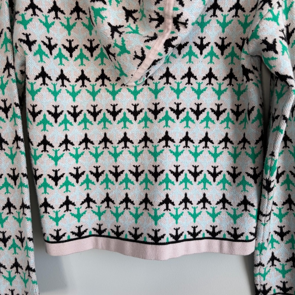 Maeve Harriet Airplane Print Zip Cardigan Sweater - Picture 4 of 7